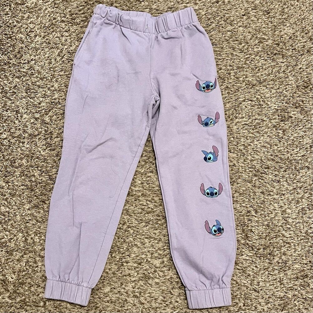 Disney Stitch Purple Jogger Sweatpants Juniors Medium Pockets Lounge Pants
